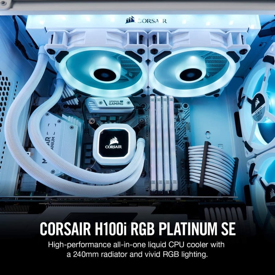 CORSAIR H100i RGB PLATINUM – تبريد استثنائي وإضاءة مبهرة