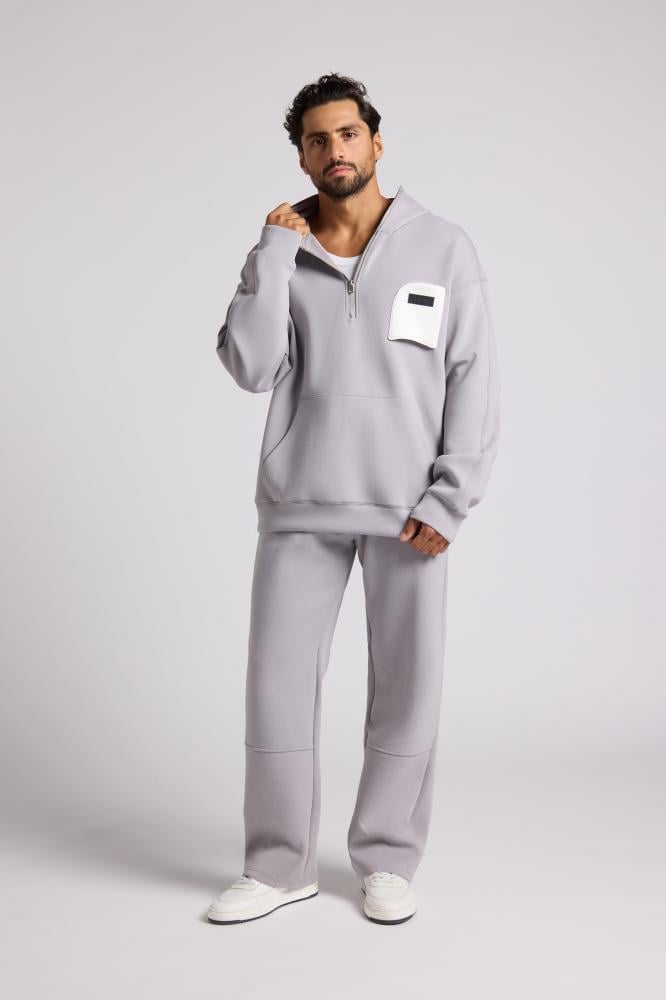 Hoodie with front pocket oversized for unisex - gray