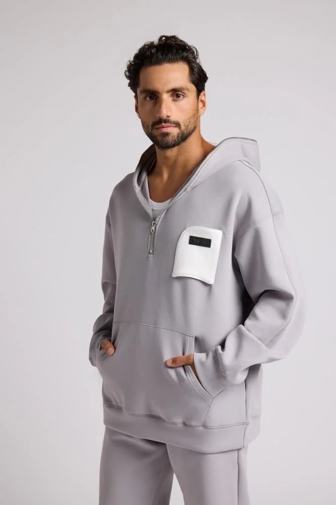 Hoodie with front pocket oversized for unisex - gray