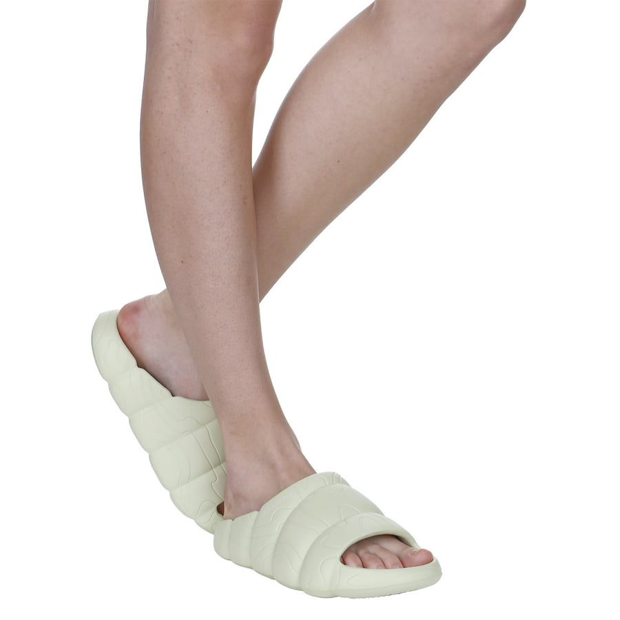 Open-Toe Slides with Ridged Rubber Sole – Light Green