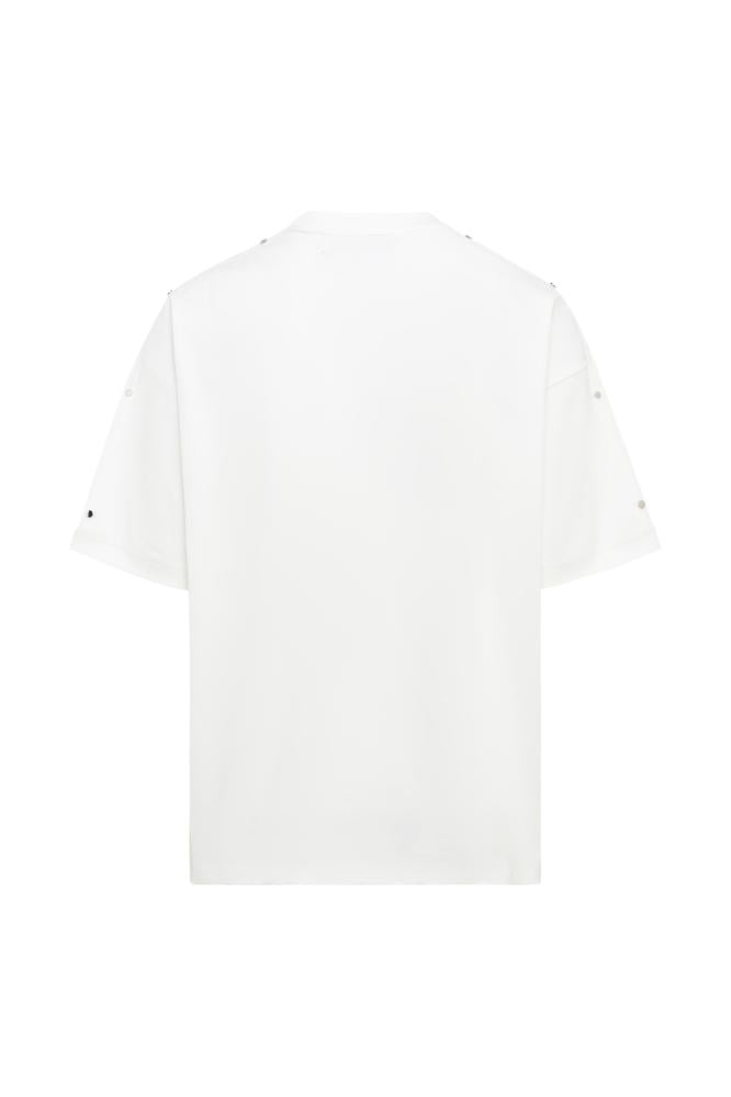Unisex Oversized T-Shirt with Utility Pocket and Shoulder Details – White