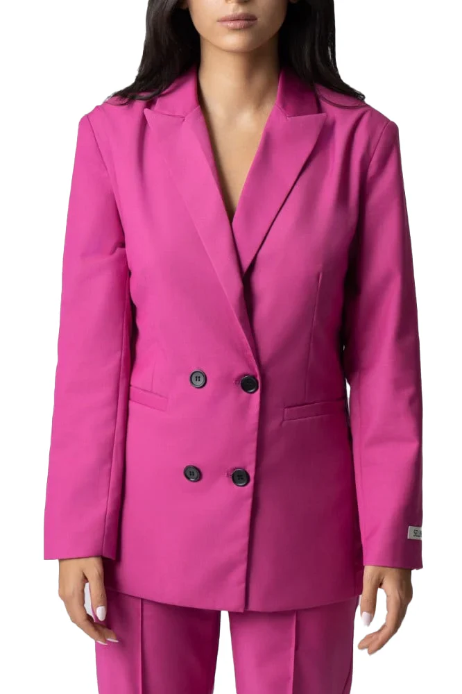 Women's formal jacket with a long fuchsia cut