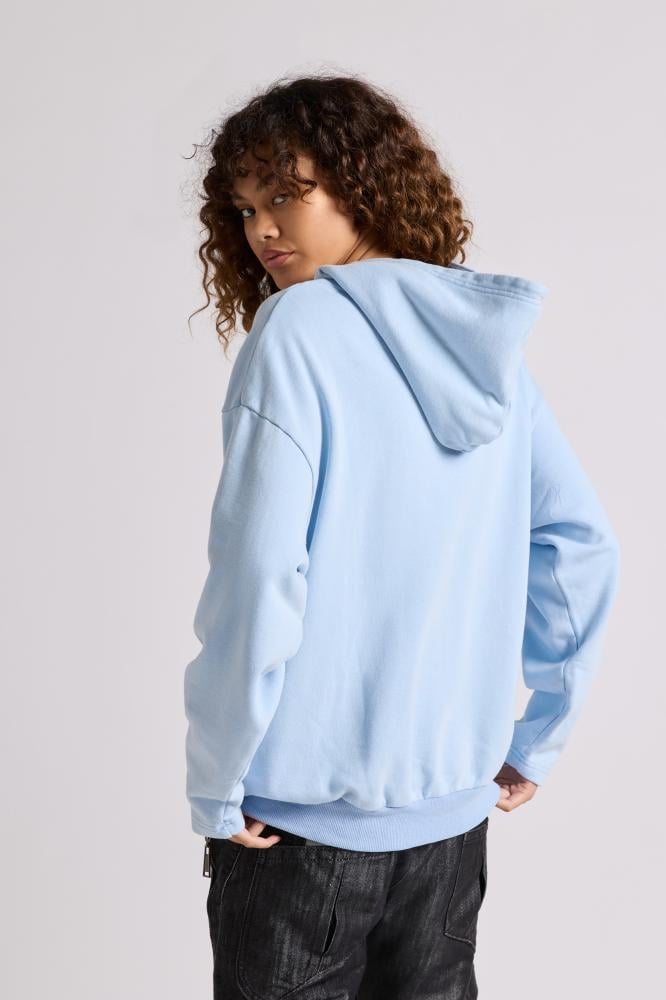 Hoodie with wide cut Acid Wash for unisex light blue