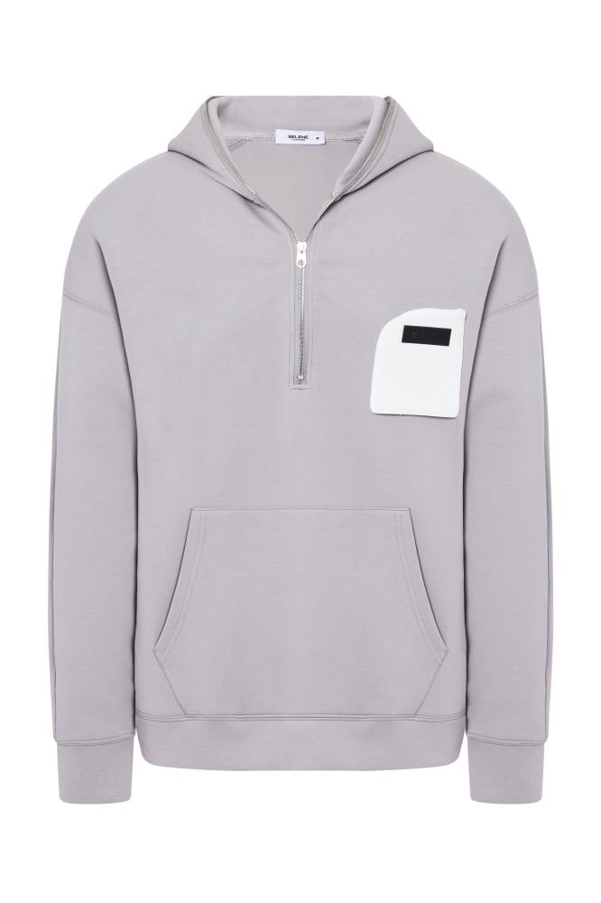 Hoodie with front pocket oversized for unisex - gray