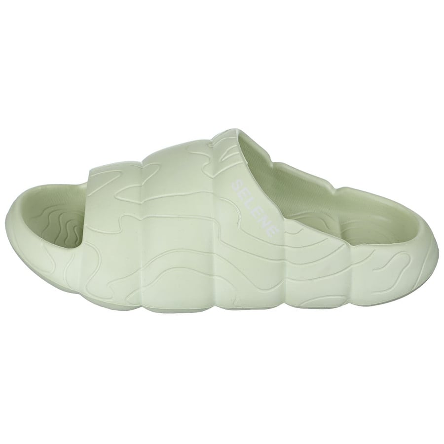 Open-Toe Slides with Ridged Rubber Sole – Light Green
