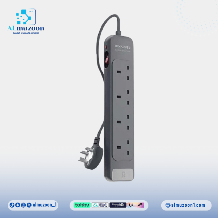 راف باور توصيلة بـ4 منافذ بقوة 2990 واط RP-PC1067 لون رمادي