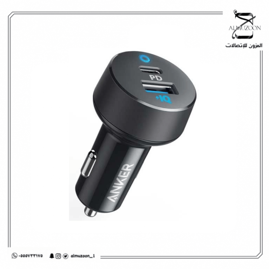 شاحن سيارة انكر باوردرايف كلاسيك 35 واط بمنفذ USB ومنفذ تايب سي - اسود
