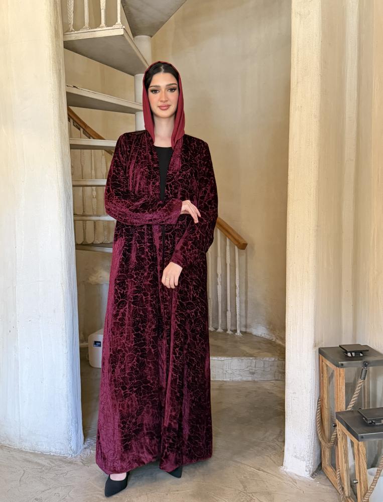 عباية مخمل عودي كلوش