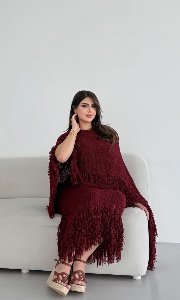 فستان لونا تشيك عنابي