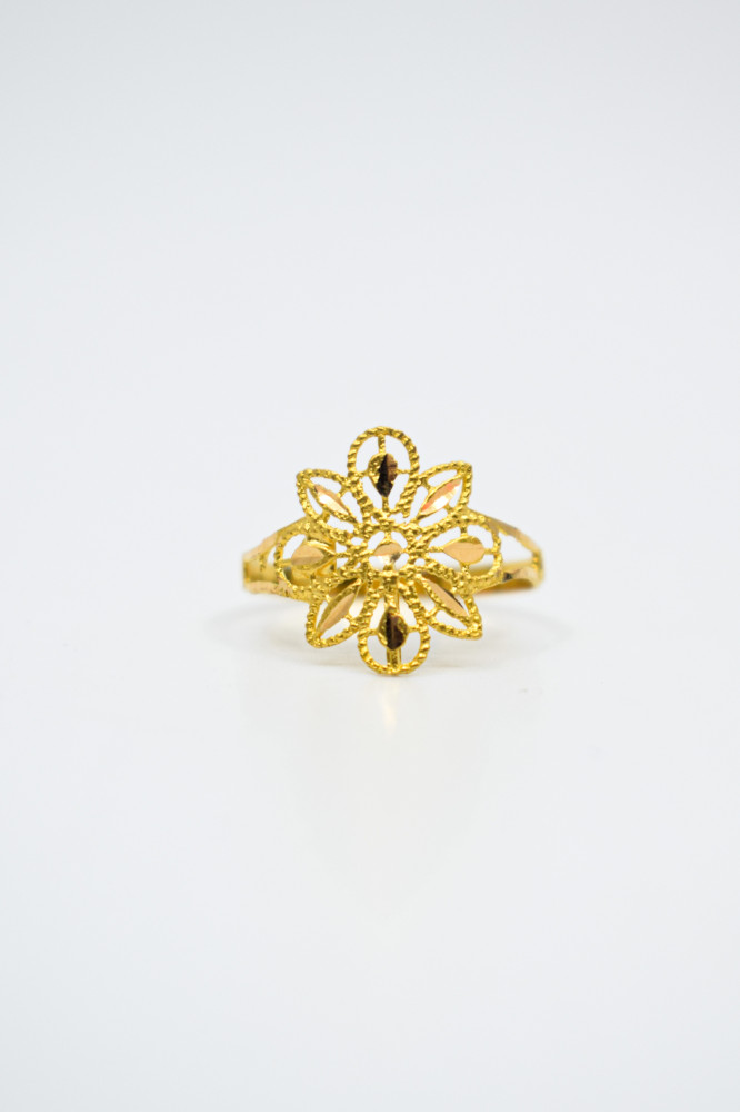 Openwork ring design of olive branch, full circle, made of 21-karat pure gold, bold appearance, and exceptional price