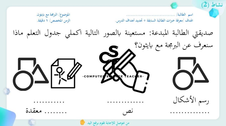 الرسم باستخدام البرمجة جزء (2) -عرض مهارات رقمية للصف الأول المتوسط