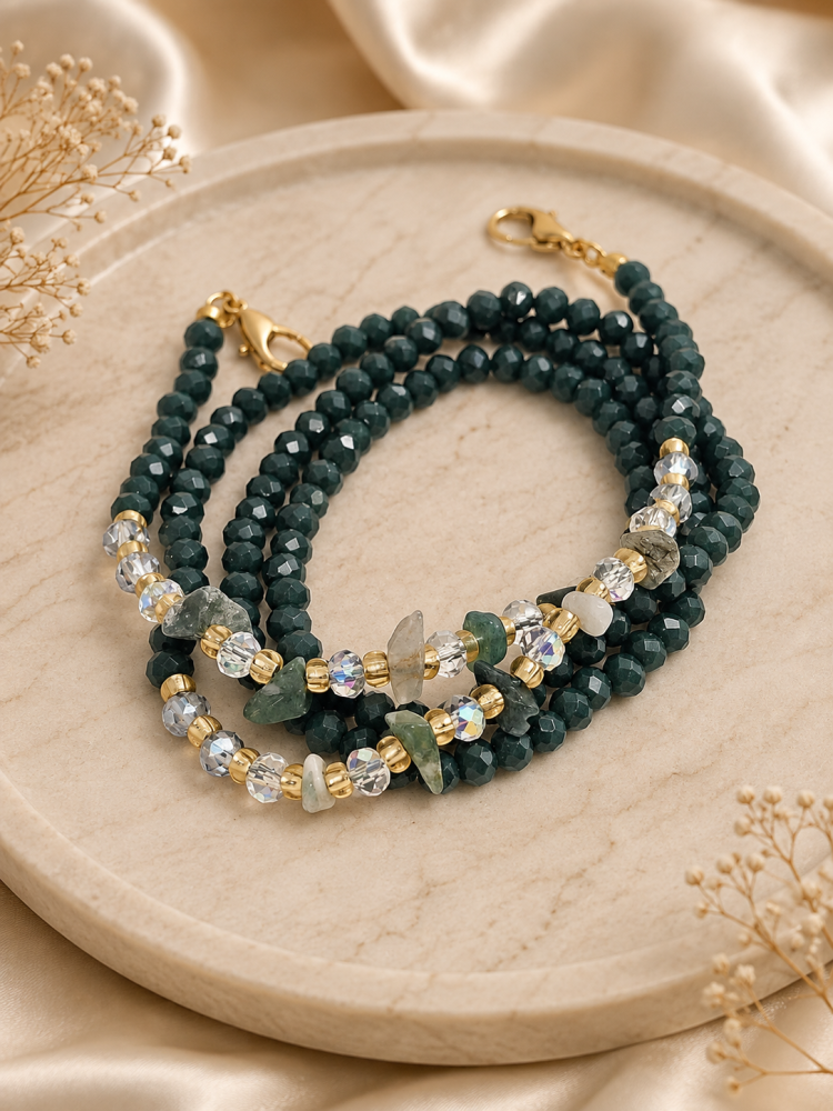 Elegant glasses chain - green