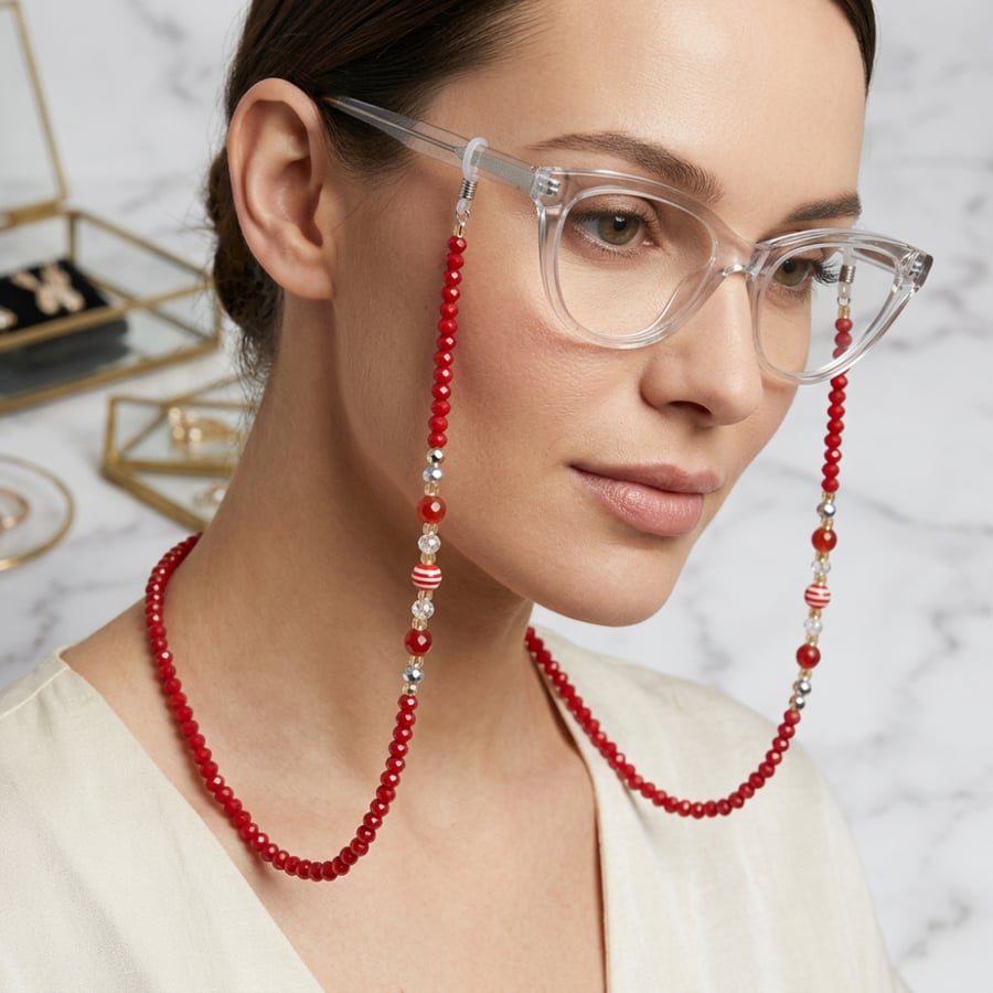 Elegant glasses chain - Red