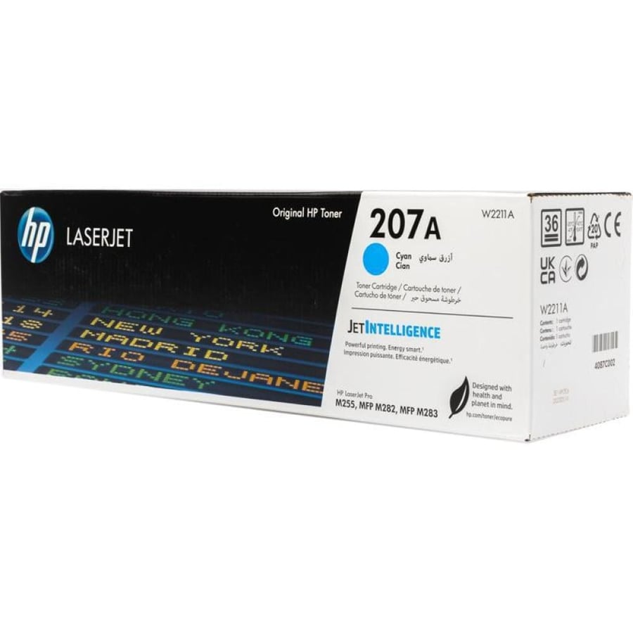 حبر اتش بي ليزر 207A سماوي أصلي  لطابعات اتش بي ليزر ملونه  - TONER HP 207A CYAN W2211A