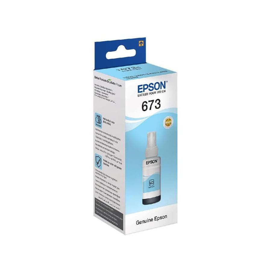 قارورة حبر ابسون INK EPSON T6735 سماوي فاتح أصلي - EcoTank Ink Bottle  LIGHT CYAN