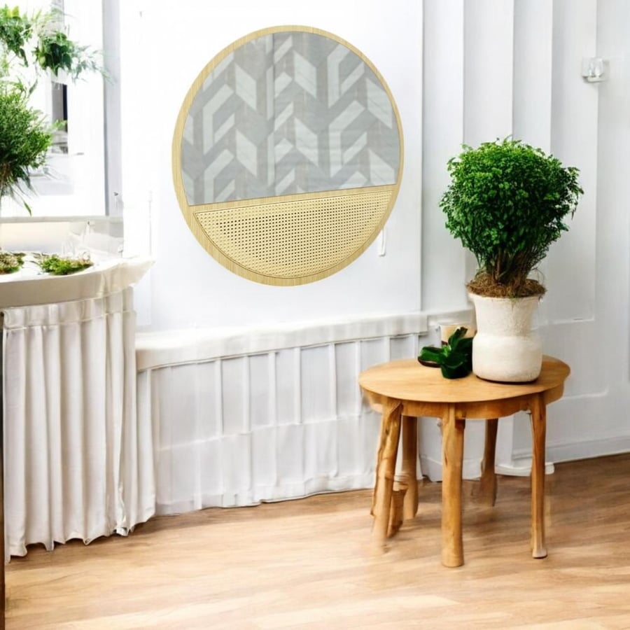Round rattan mirrors with a diameter of 100 cm
