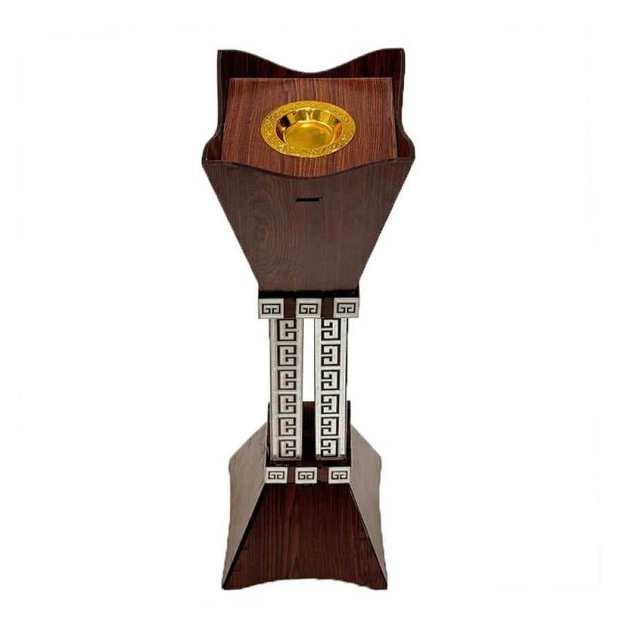 Incense holder made of wood with silver, size 18×18×60