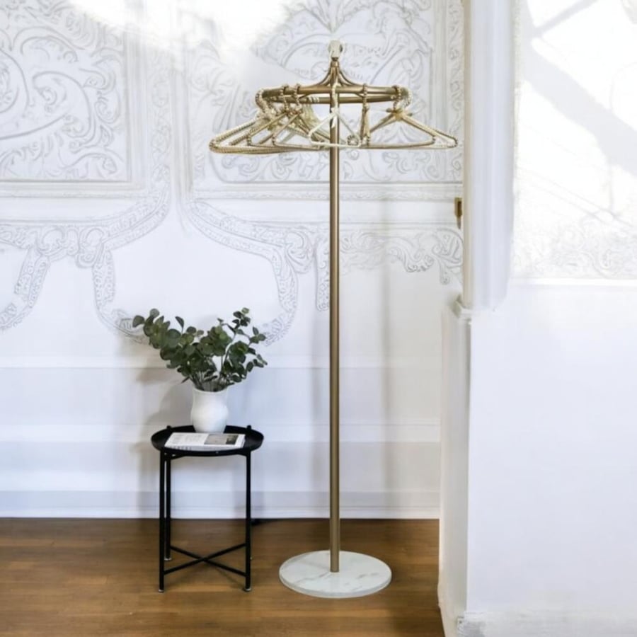 Clothing hanger with a marble substitute base, height 170 cm