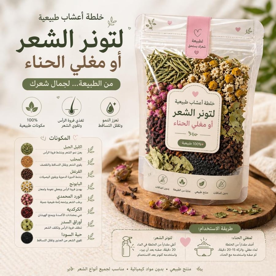 اعشاب تونر الشعر ومغلي الحنا