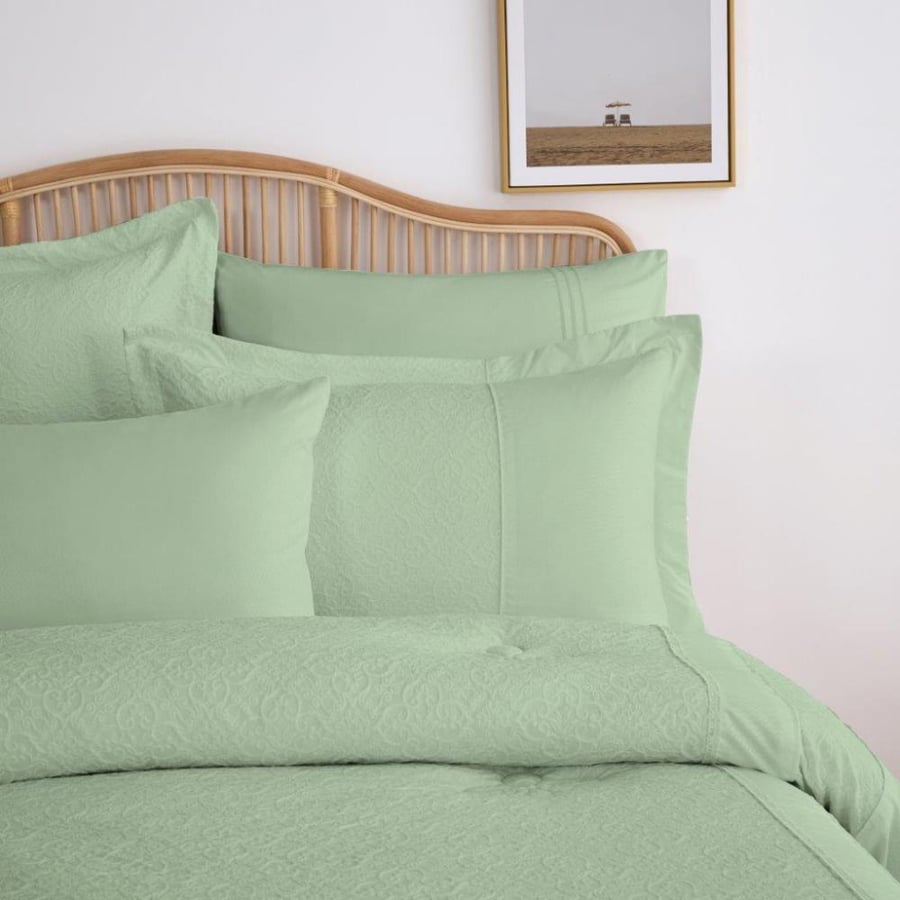 Valentini Embossed Bedding Set – 6 Pieces | King Size – green