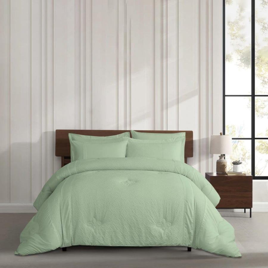 Valentini Embossed Bedding Set – 6 Pieces | King Size – green