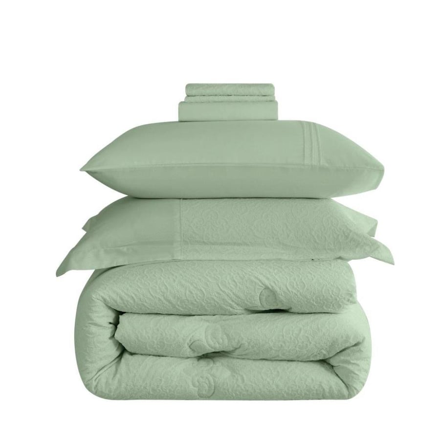 Valentini Embossed Bedding Set – 6 Pieces | King Size – green