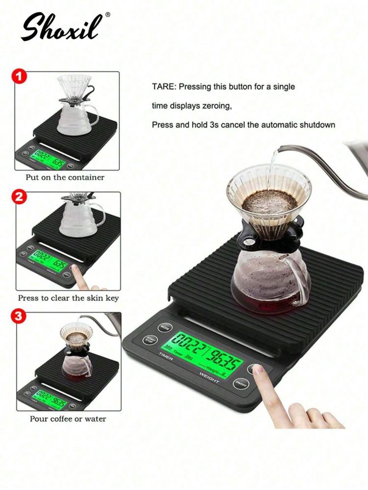 ميزان قهوة shoxil بمؤقت وشاشة LCD