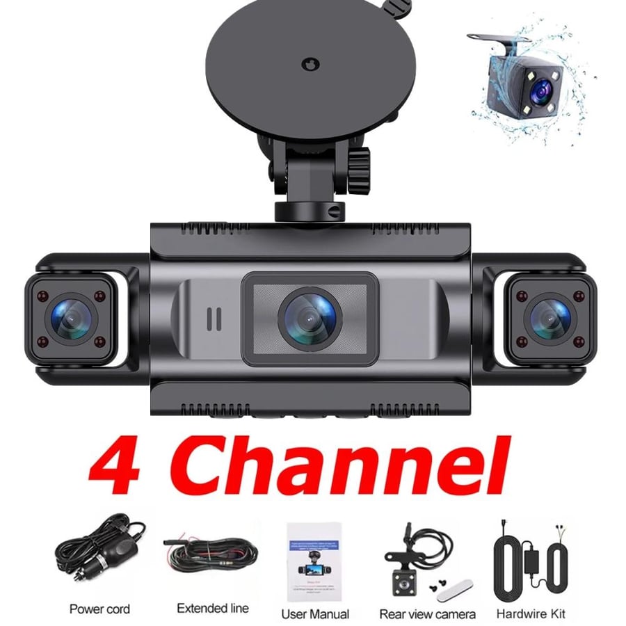"4 قناة داش كام واي فاي داشكام لسيارة dvr مسجل فيديو للرؤية الليلية 24H شاشة ركن السيارة صندوق أسود 360 ° كاميرا تسجيل السيارة "