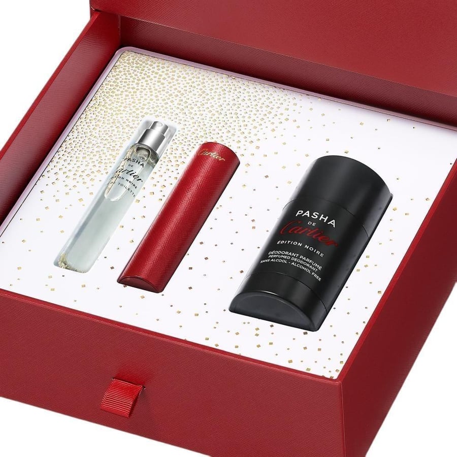 مجموعة هدايا فاخرة كارتييه باشا (اديشن نوار أو دو تواليت 100 مل + عطرباشا برفيوم 50 مل + مزيل عرق 75 مل + أو دو تواليت 15 مل)