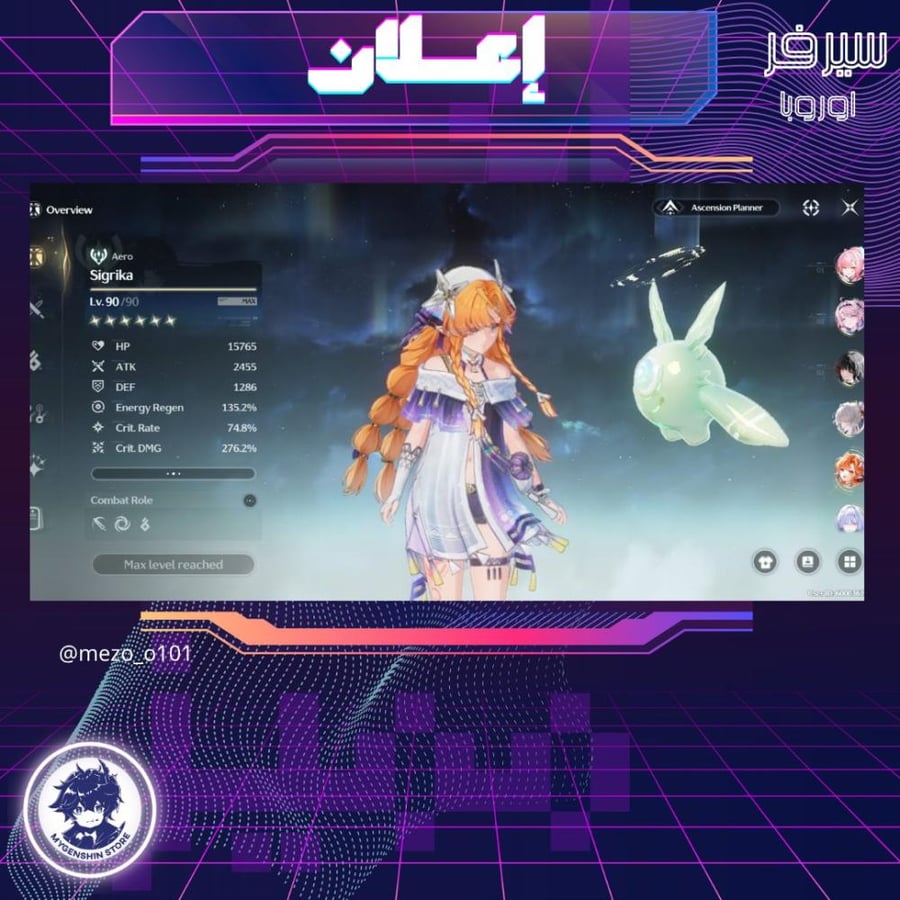 (mezo_o101) حساب سيرفر اوروبا لفل 80 يحتوي(29شخصية)