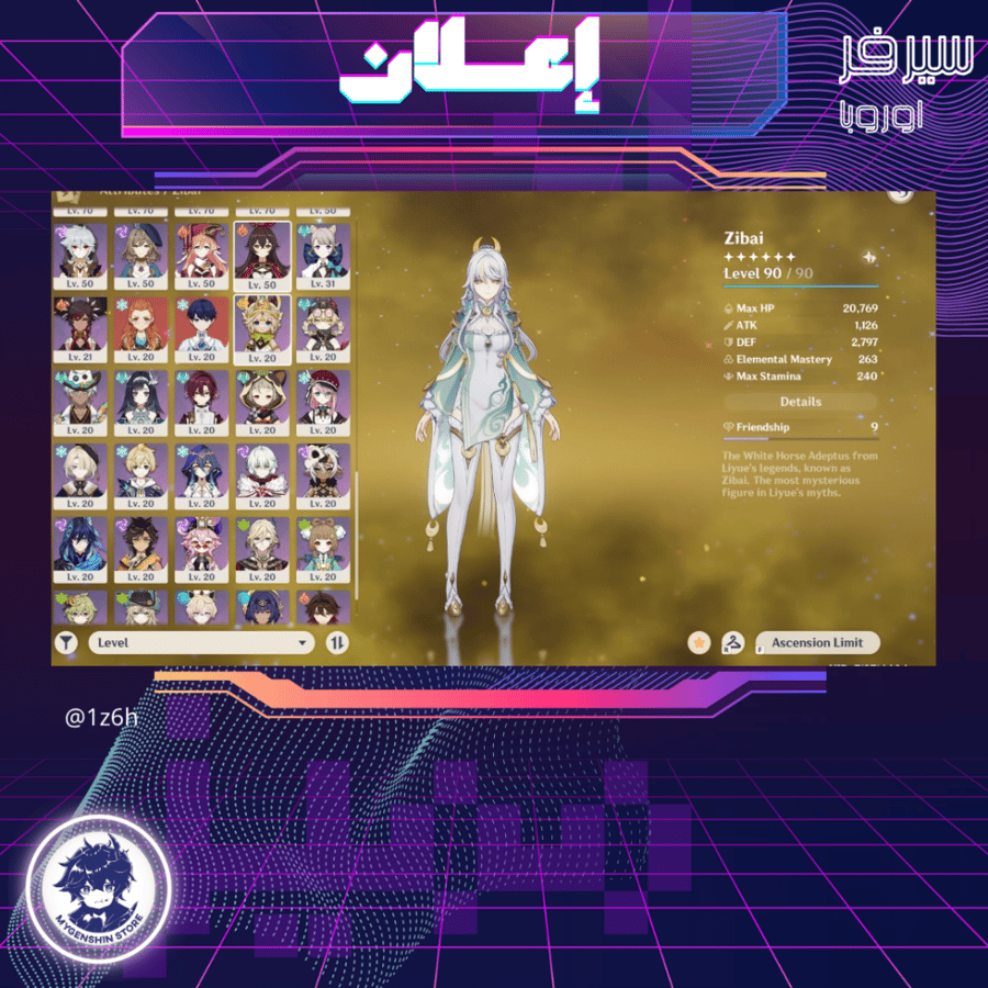 (1z6h) حساب سيرفر اوروبا لفل 60 يحتوي(37شخصيات)