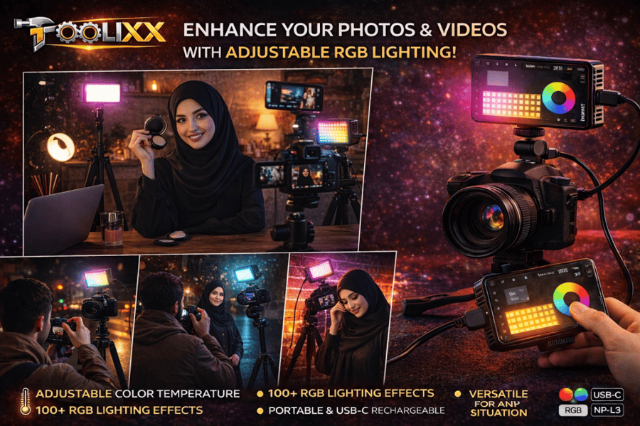 إضاءة التصوير جيب الذكية الاحترافية RGB LED