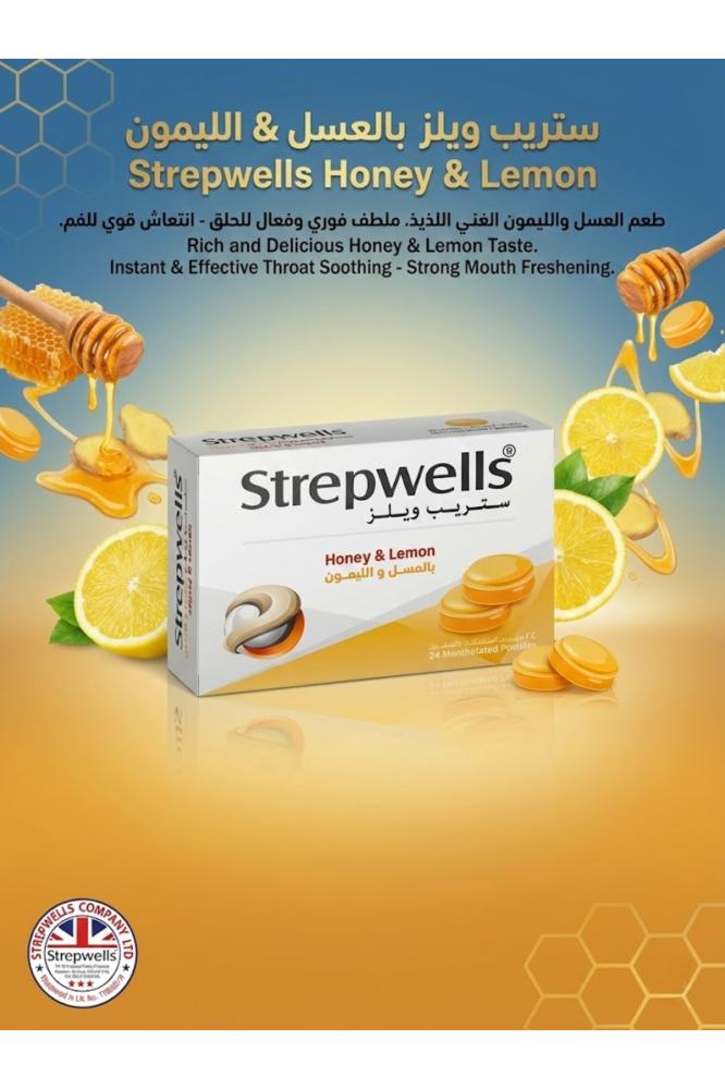 Strepwells Lemon & Honey 24 Pastilles