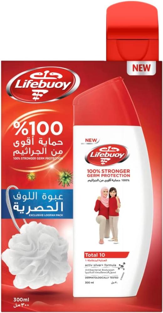 Lifebuoy Total 10 Body Wash & Loofah 300Ml