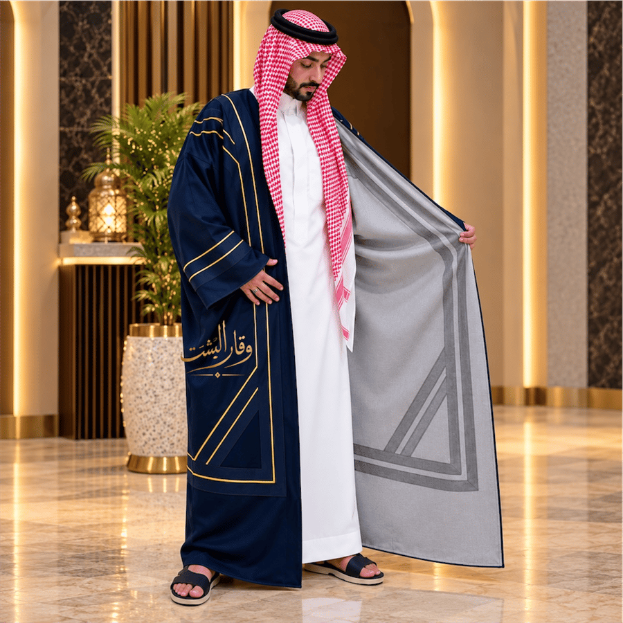 فروه وجهين تصميم ملكي كحلي مع رصاصي