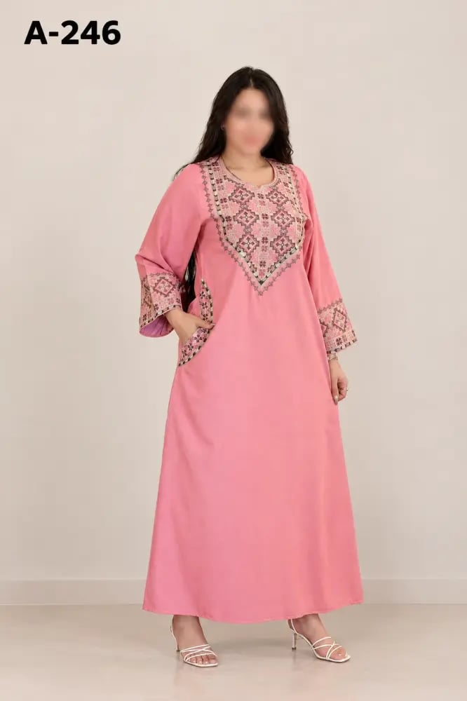 جلابيه ساده مطرزه كم طويل A-246