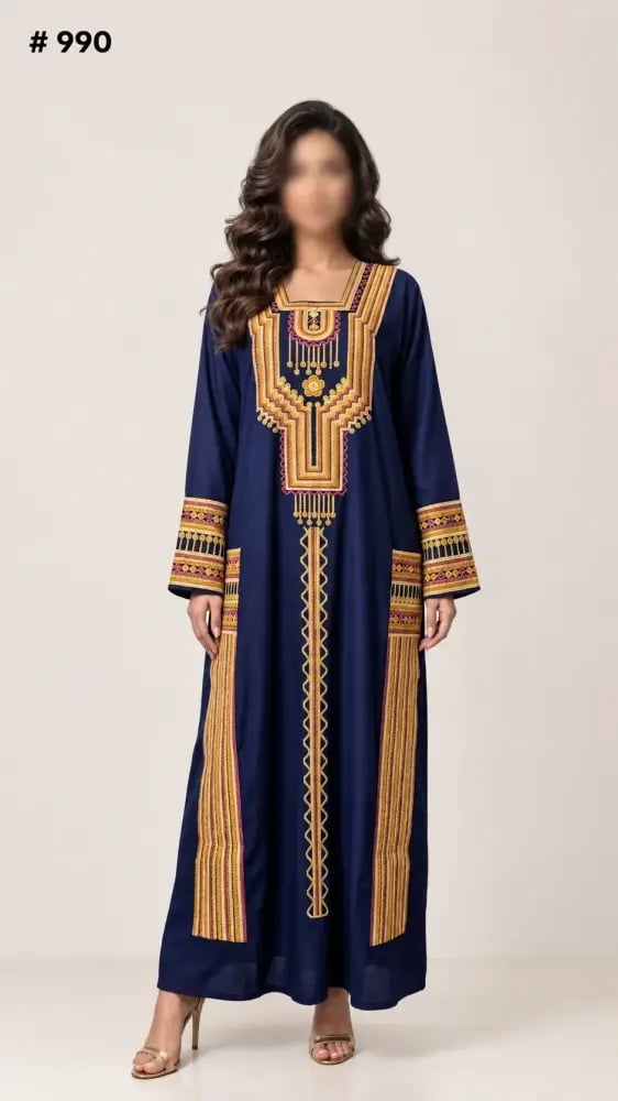 جلابيه ساده مطرزه كم طويل 990