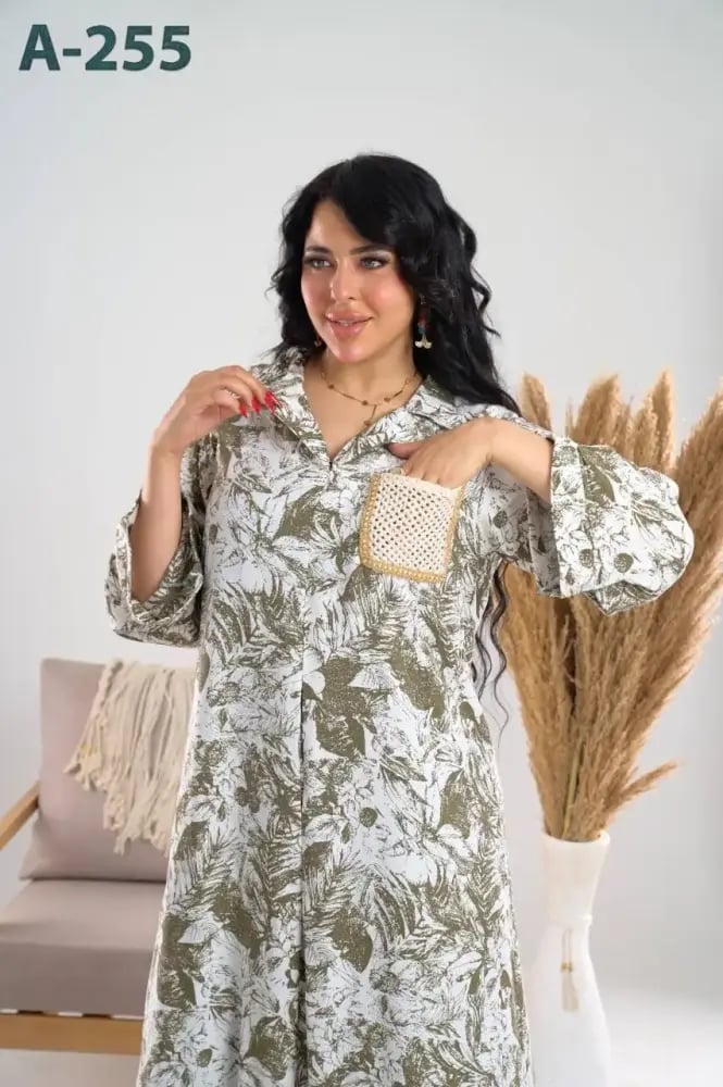 جلابيه مشجره مطرزه كم طويل A-255