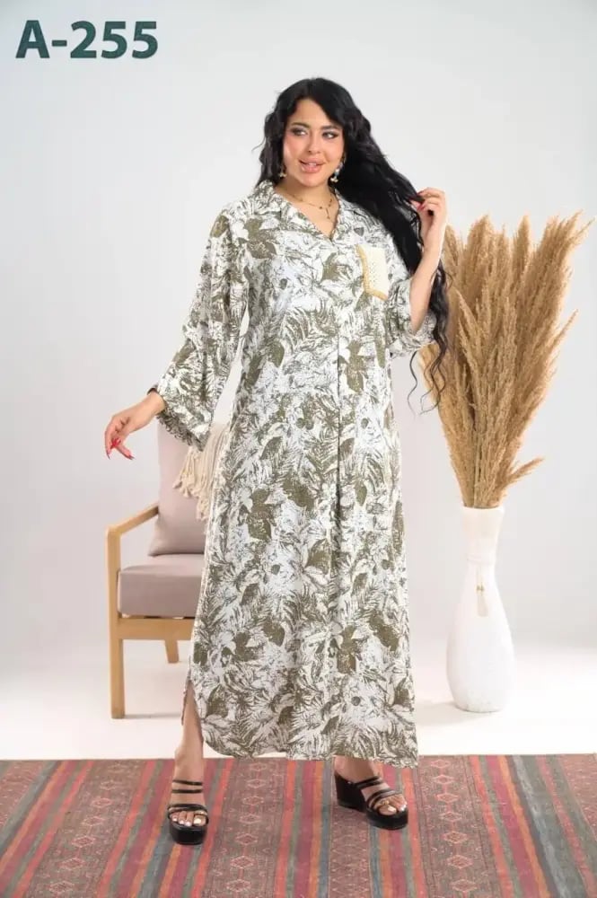 جلابيه مشجره مطرزه كم طويل A-255