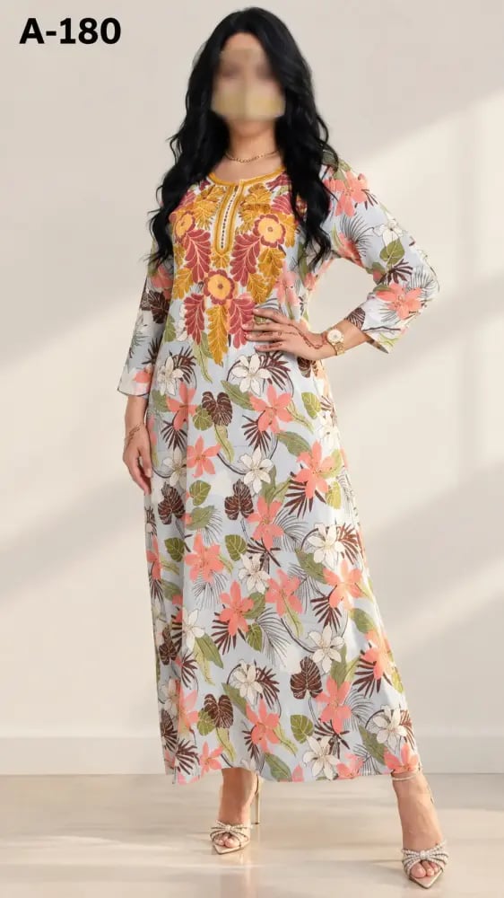 Elegant embroidered floral model long sleeve A-180
