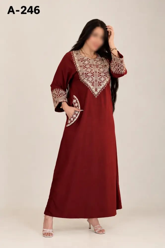جلابيه ساده مطرزه كم طويل A-246