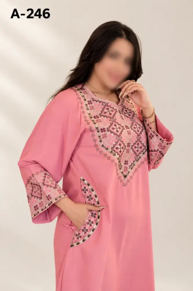 جلابيه ساده مطرزه كم طويل A-246