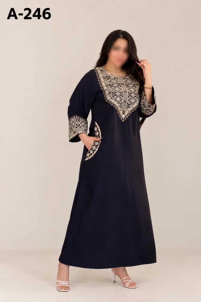 جلابيه ساده مطرزه كم طويل A-246