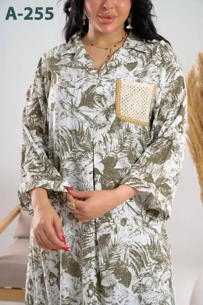 جلابيه مشجره مطرزه كم طويل A-255