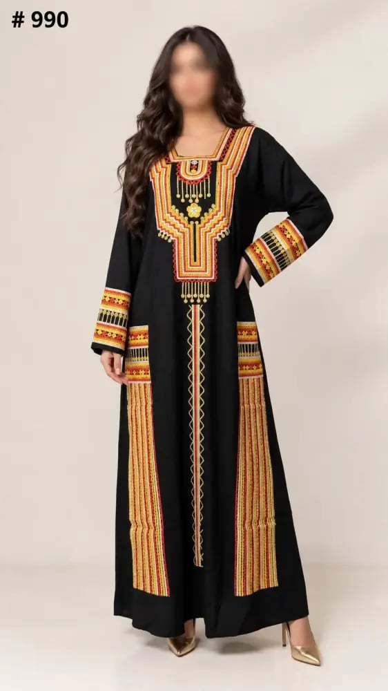 جلابيه ساده مطرزه كم طويل 990