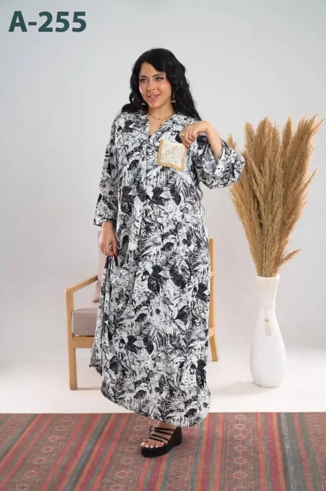 جلابيه مشجره مطرزه كم طويل A-255