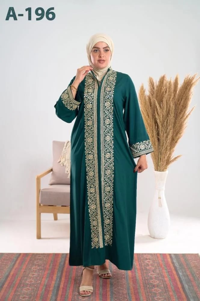 جلابيه ساده مطرزه كم طويل A-196