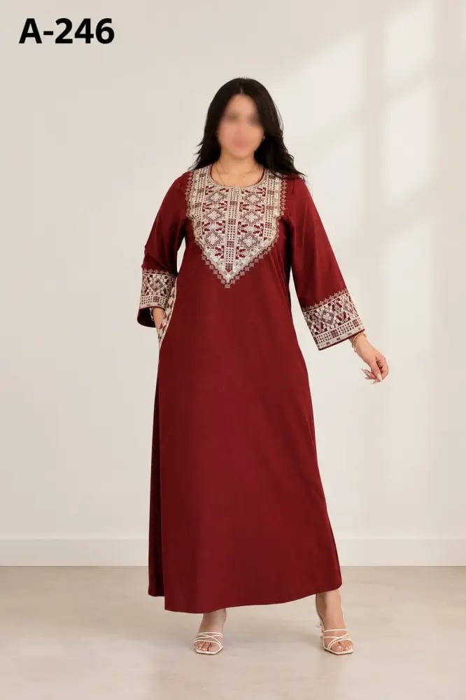 جلابيه ساده مطرزه كم طويل A-246