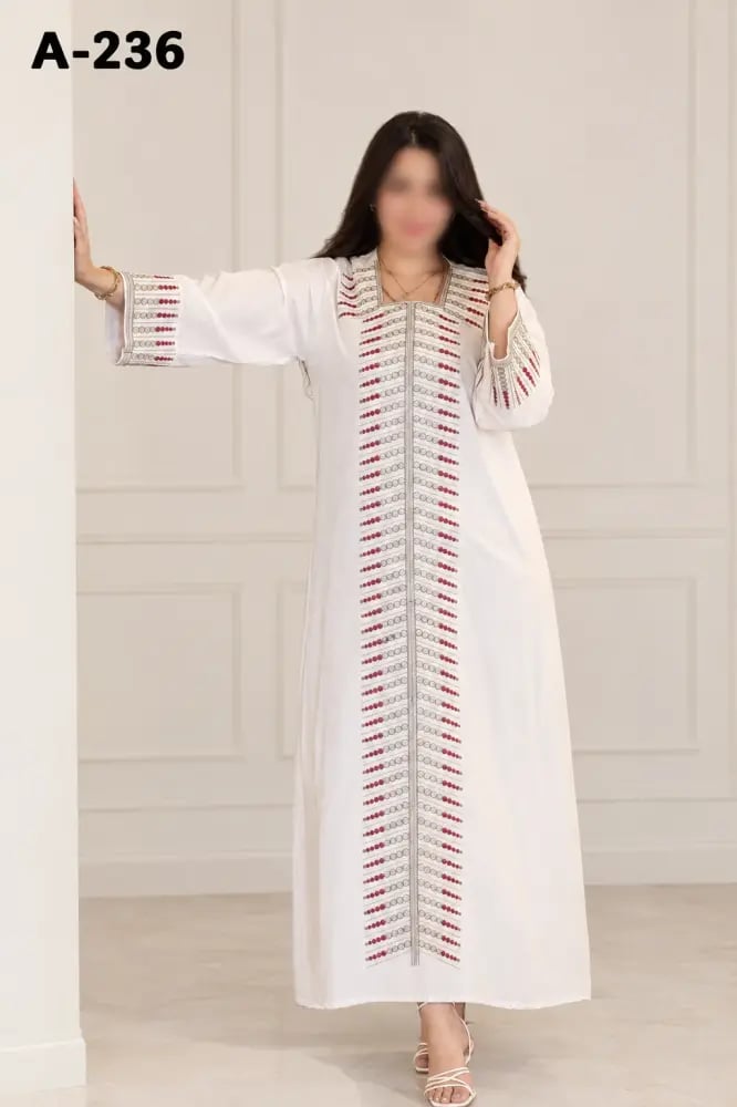جلابيه ساده مطرزه كم طويل A-236