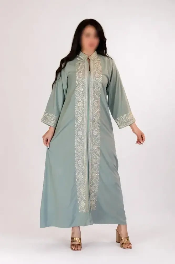 جلابيه ساده مطرزه كم طويل A-196